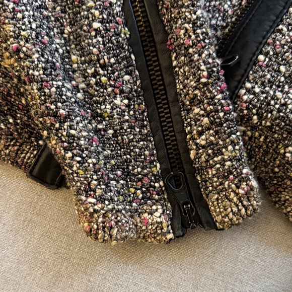 Rag & Bone Women's raglan/boucle Jacket with Black Leather trim size large - Picture 4 of 5